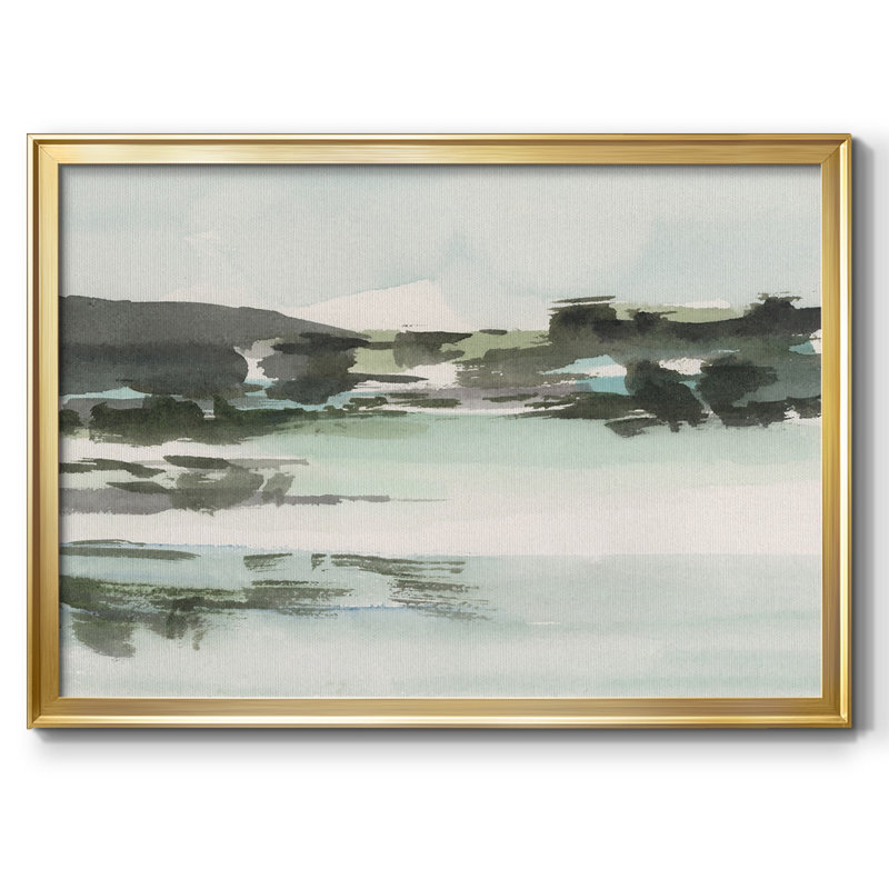 Toile tendue avec cadre Turquoise Marsh II, Or, H 14 po x l 20 po x P 1,5 po