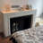 Beige Solid Wood Freestanding Fireplace-1128576187