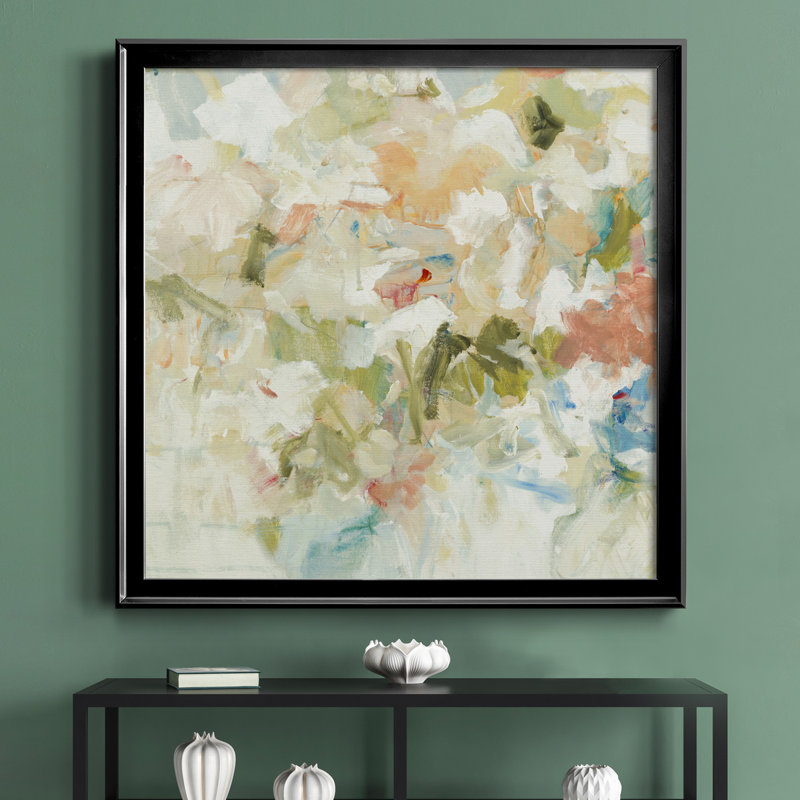 Floral Blush III - Reproduction d'art sur toile encadrée, Cadre noir, H 17,5 po x l 17,5 po x P 1,5 po