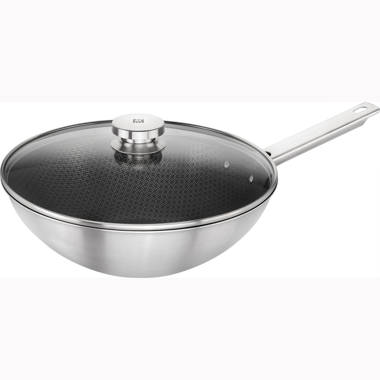 Oster Sangerfield 14 in. Stainless Steel Flat Bottom Wok in Silver with  Wooden Handles 985119769M - The Home Depot