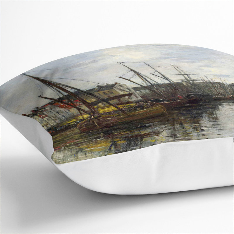 Harbour In Brussels Square Throw Cushion, 55cm H x 55cm W x 20cm D, White