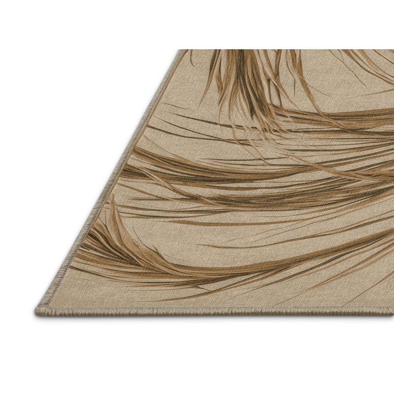 Tapis botanique brun lavable à la machine, Rectangle 3 pi x 5 pi