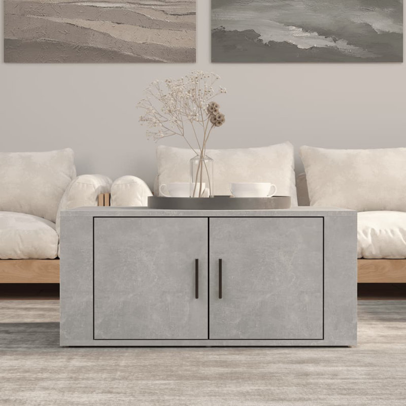 Nyzair Solid Coffee Table with Storage, Concrete Grey