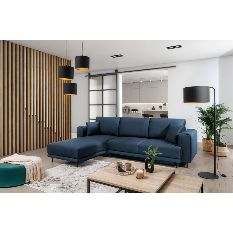 Aecca 4 Seater Sofa Bed, Left facing, Blue