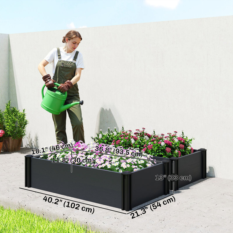 Vinyl Raised Garden Bed Kit, Set of 2 Elevated Garden Boxes