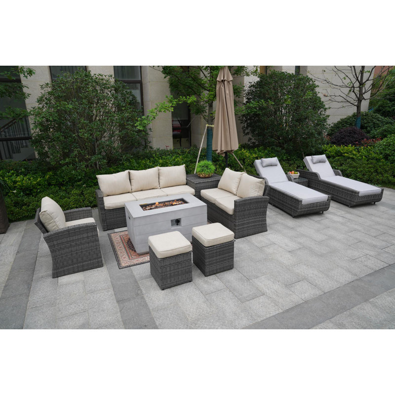 10 - Person Patio Conversation Set with Cushions