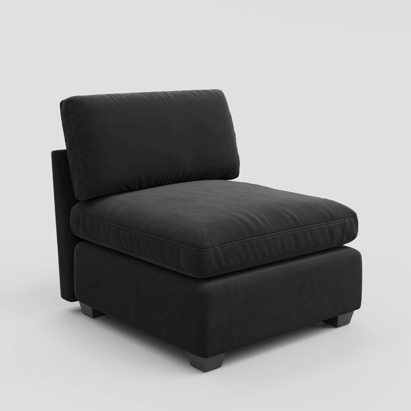  Knopp Velvet & Plush Wide Corduroy Single Chair Seat Of Modular Sofa, Black Velvet