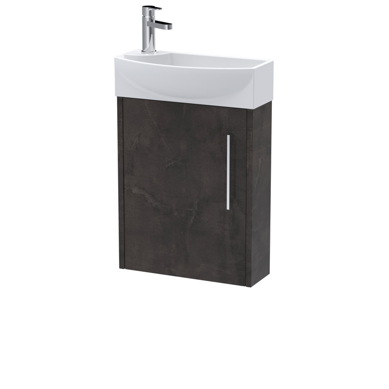 Juno 450 mm Freestanding Cloakroom Vanity with Integrated Basin, Dark Wood