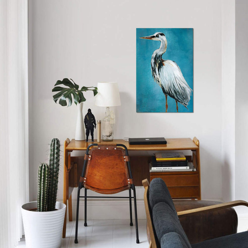 «Great Blue Heron II», reproduction sur toile, H 60 po x l 40po x P 1,5 po, Pas de tapis, Toile tendue