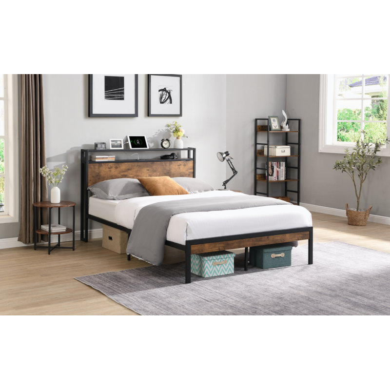 Candra Metal Storage Bed, King
