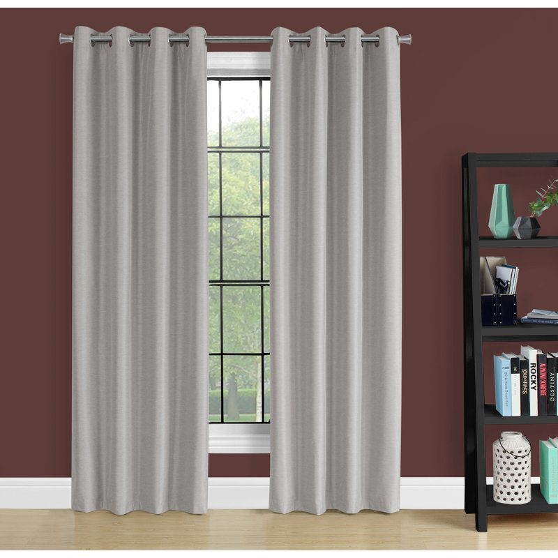 Curtain Panel, 2pcs Set, Grommet, Living Room, Bedroom, Kitchen, 95" x 52", Silver