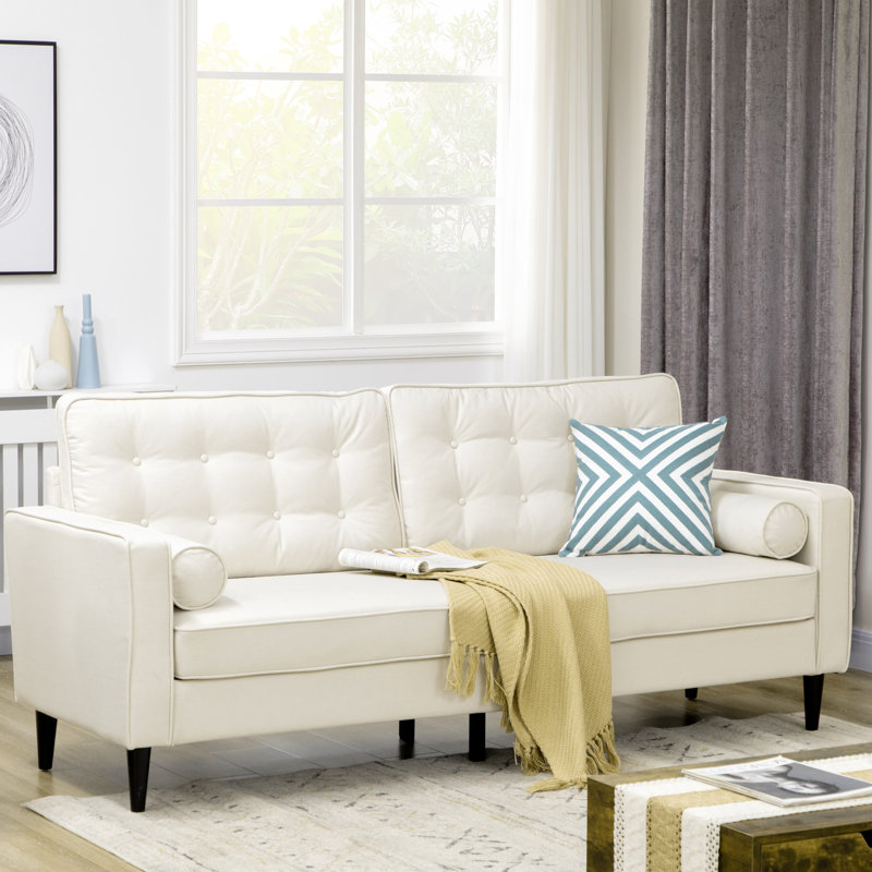 Canapé Chesterfield 80,3 po, Polyester blanc