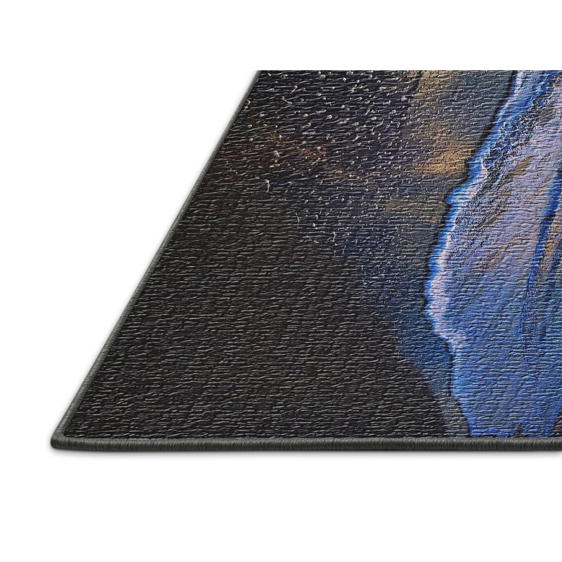 Tapis bleu Beach Sunset, Rectangle 3 pi x 5 pi
