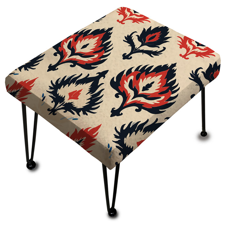 Red Ikat Nomadic Tribe Blend Fuse - Repose-pieds rectangulaire Ikat