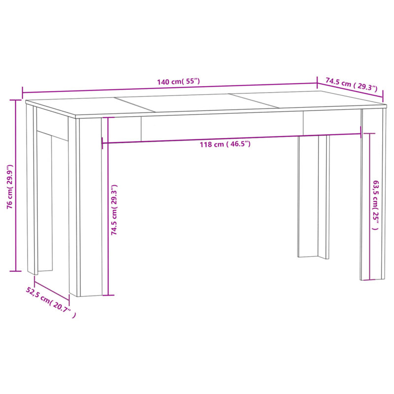 Calum Dining Table, Brown, white and pink