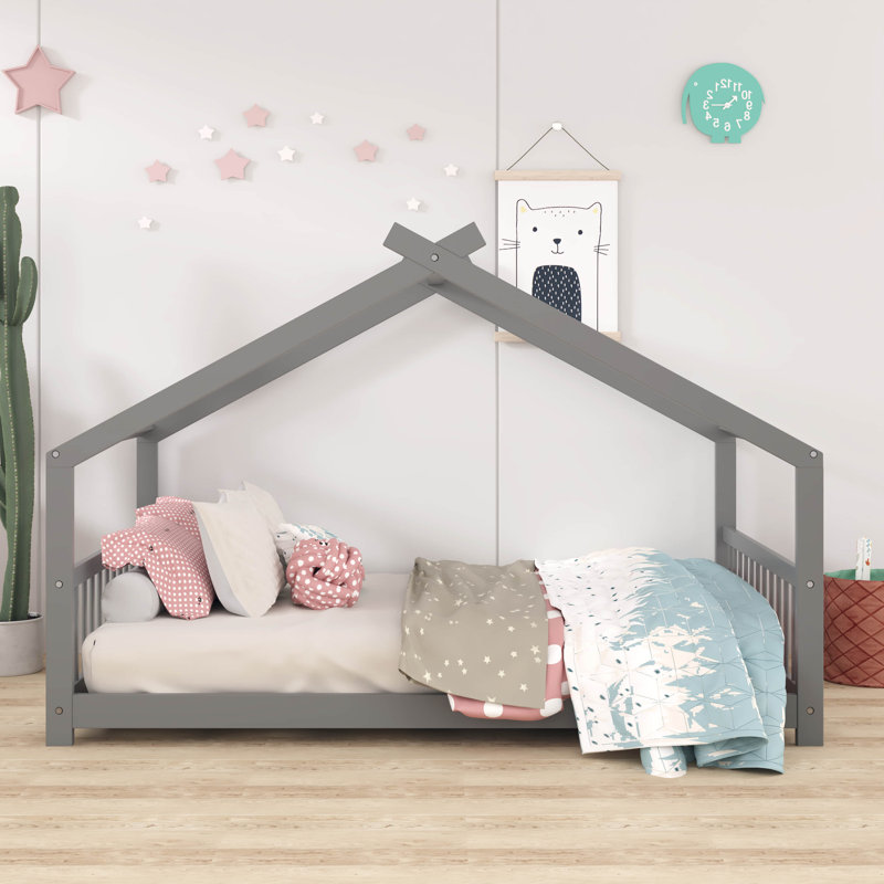 Lit plateforme double Gerlinde, Gris