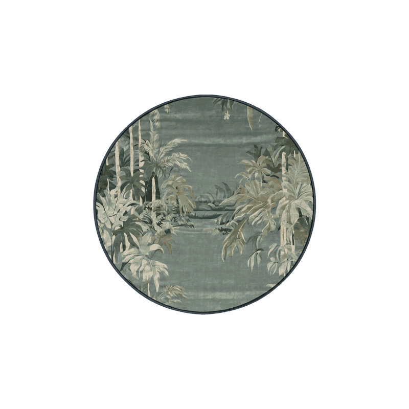 Tapis gris soyeux et moelleux, Rond 8 pi