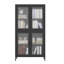 Armoire de rangement classique en métal avec 4 portes en verre et 4 tablettes, grilles gaufrées en verre trempé pour la maison et le bureau
