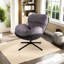 Méridienne moderne avec pivot 360 °, chenille grise et similicuir, base pour siège confortable pivotant en cuir - rotatif, ergonomique, maison et bureau-1335919816