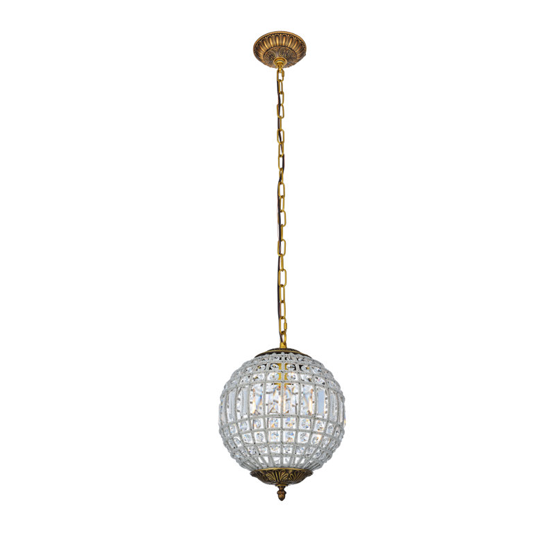 Luminaire suspendu en forme de globe à 1 lumière Blanche, Or français