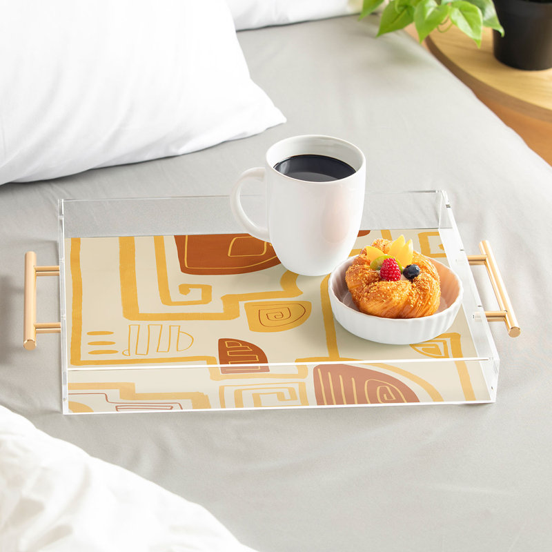 Cassidy Rae Marietta Swiss Cross Remix Acrylic Tray, Abstract, Orange