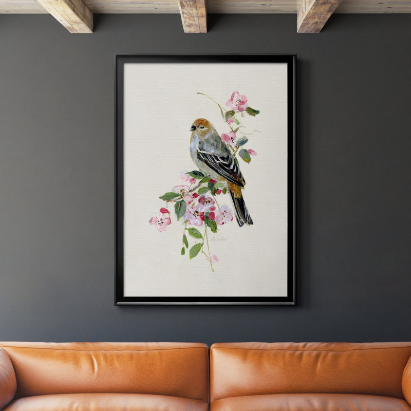 «Spring Song Goldfinch», peinture sur toile encadrée, H 26,5 po x l 36,5 po x P 1,5 po, Noir