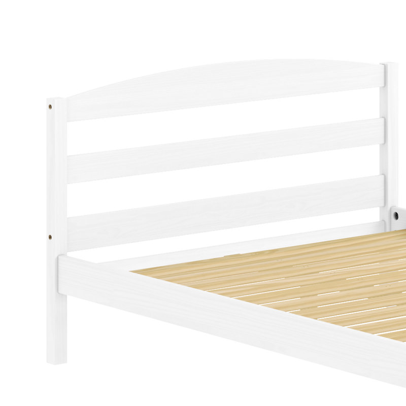Lit plateforme en bois massif Dilakshan, Double, Blanc