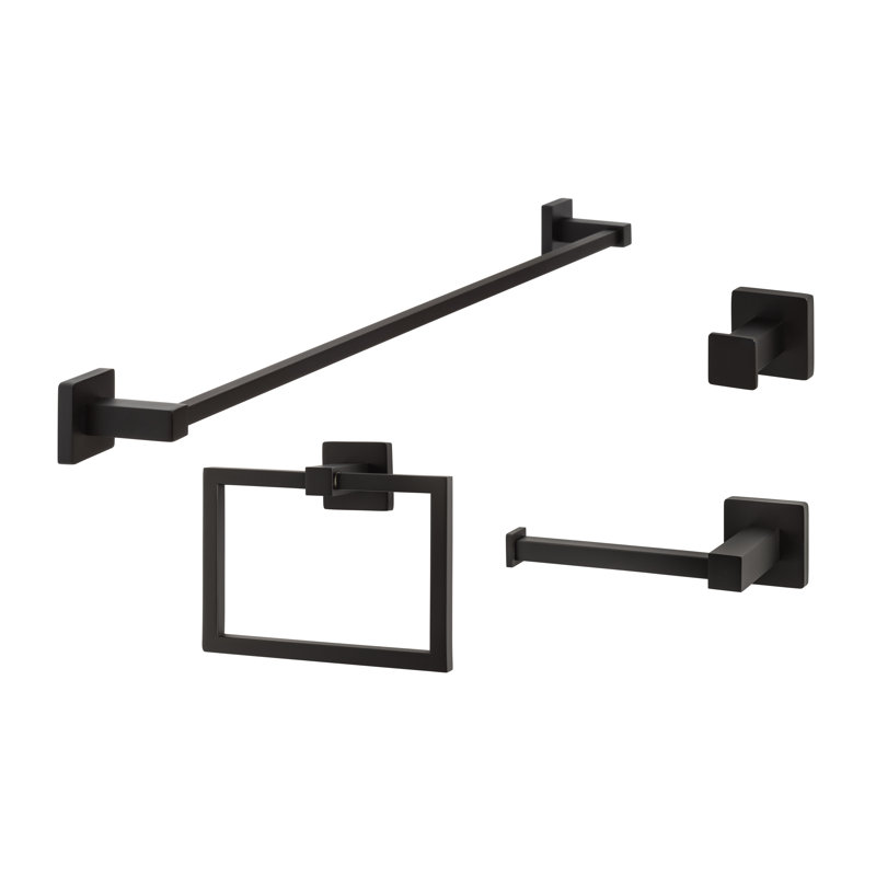 Vlora Series Bath Set, Single Post, Flat Black