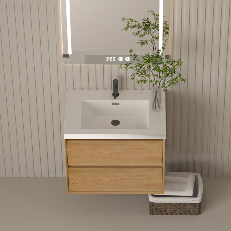 30'' W X 19.48'' D Rectangular Drop-In Resin Single Bathroom Vanity Sink With Overflow