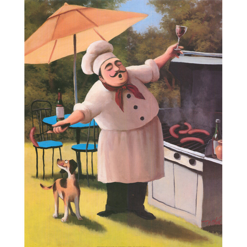 Barbecue avec chien, H 35 po x l 28 po