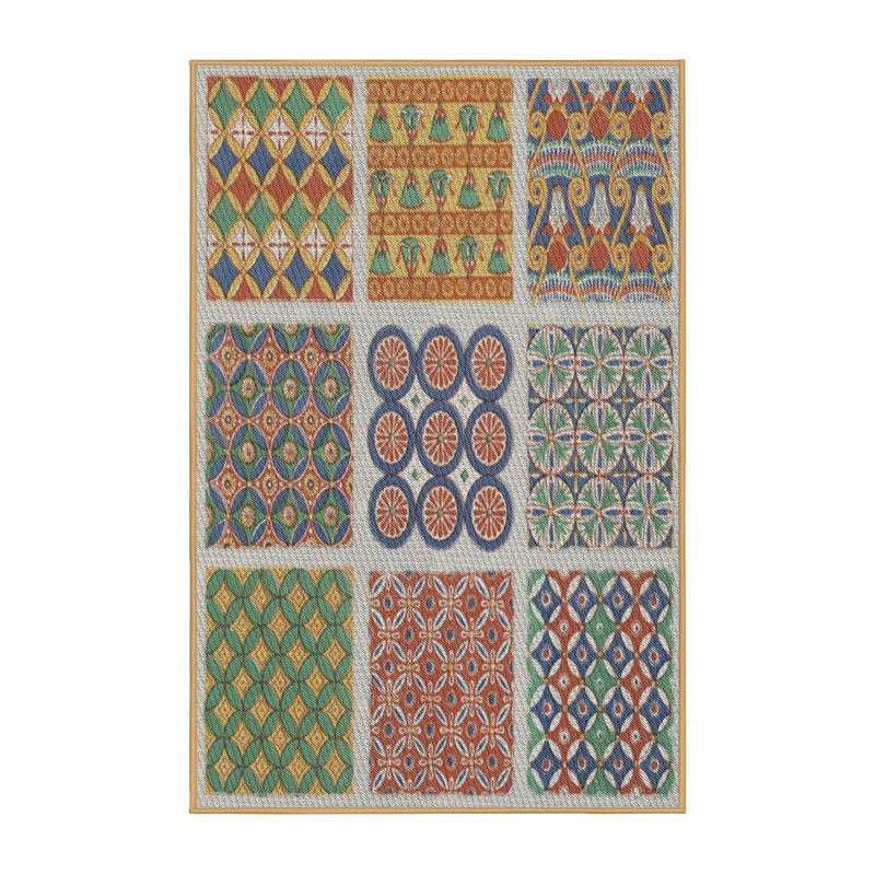 Tapis vert/bleu/rouge tissé à la machine, Rectangle 2 pi x 4 pi