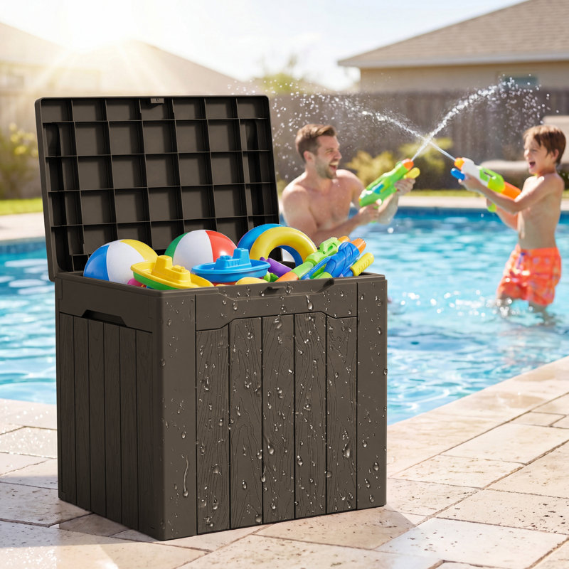Boîte de rangement verrouillable en résine Furmax 31 gallons (ensemble de 2), Brun