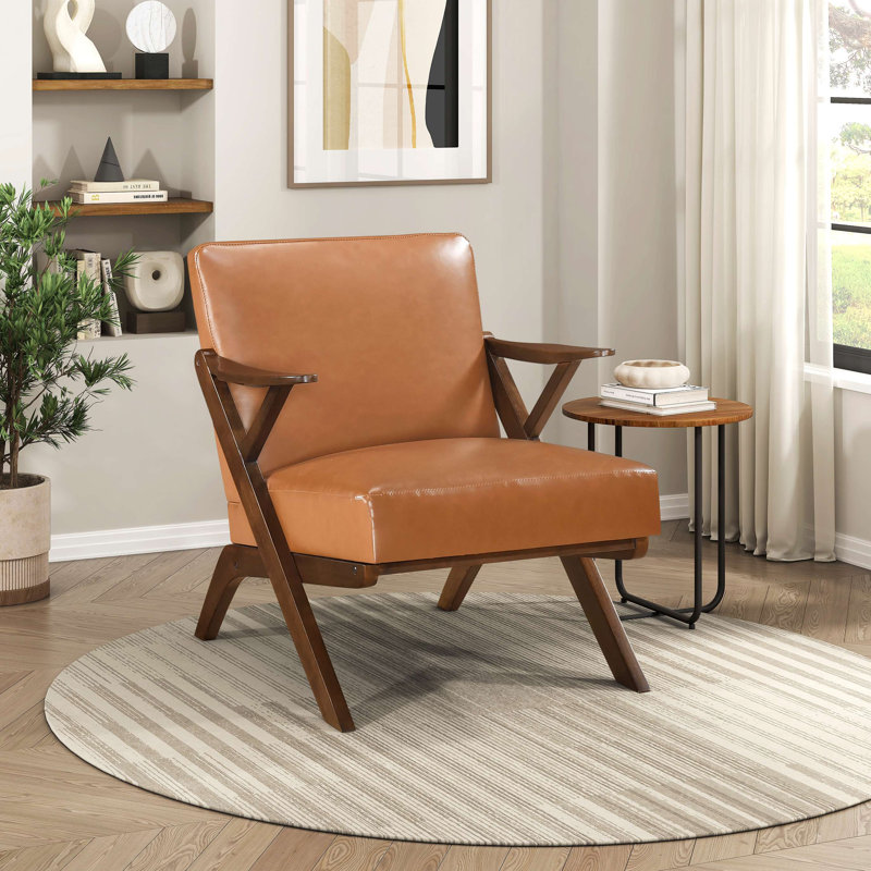 Chaise d'appoint en similicuir, Brown, Brun