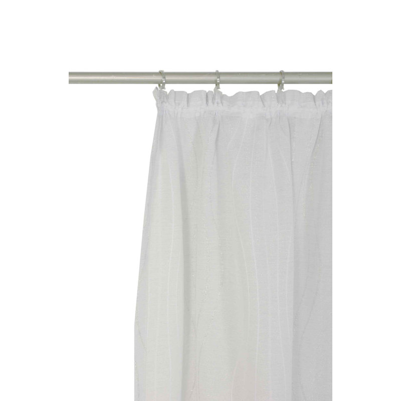 Alderete Pencil Pleat, Single Curtain, opaque, 132cm Width x 245cm Drop, White and silver
