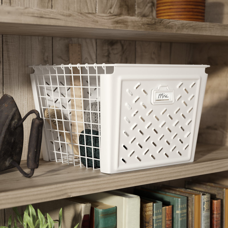 Panier en métal / fil métallique rétro, blanc