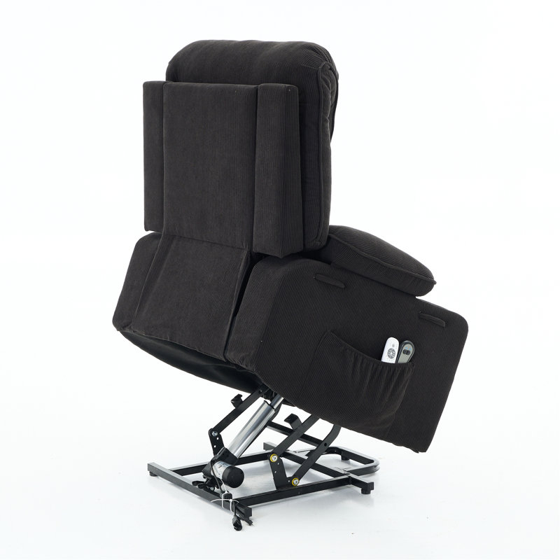 Fauteuil inclinable noir à télécommande chauffant et chauffant pour massage pour personnes âgées, Noir