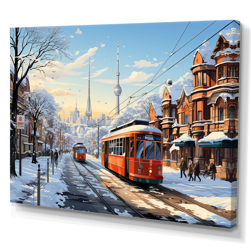 Toronto City in Winter I - art mural sur toile Toronto, Toile tendue, H 34 po x l 44 po x P 1,5 po