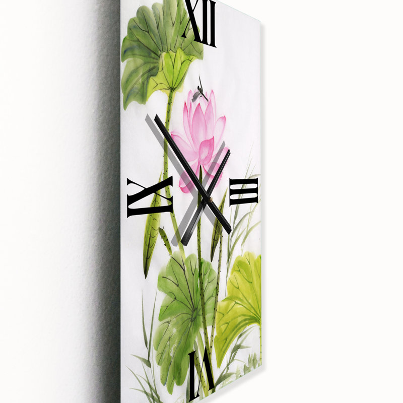 Horloge murale simple fleur de lotus avec feuilles, Petit
