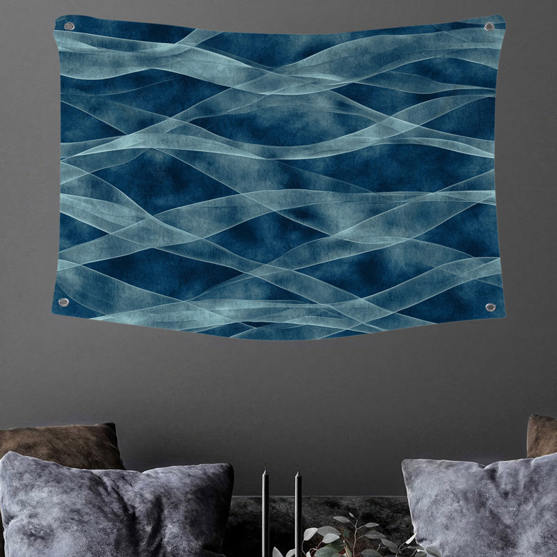 Abstract Waves Wall Tapestry -  Art Wall Decor, 50" H x 60" W