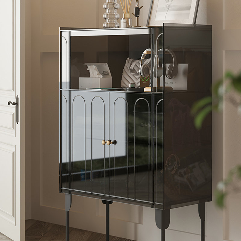 Armoire décorative moderne en acrylique et en acier au carbone, Noir