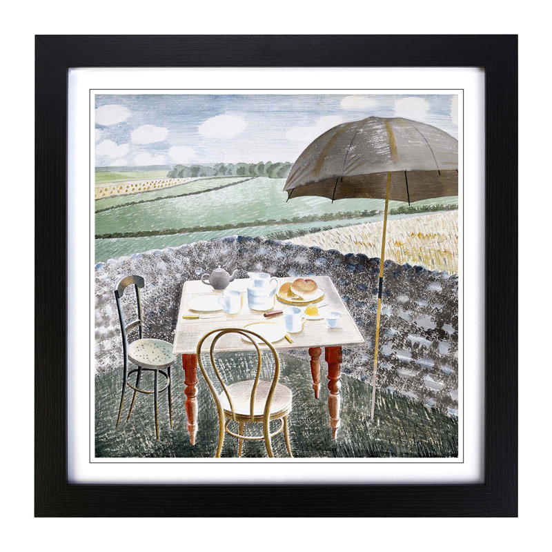 Sussex and the Downs by Eric Ravilious - Framed Print, Black
