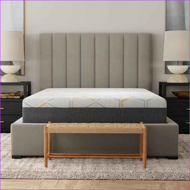 Mattresses 12\" Copper Gel Cooling Memory Foam with Edge Support & Air Grid Base | Light Gray | Queen, Queen