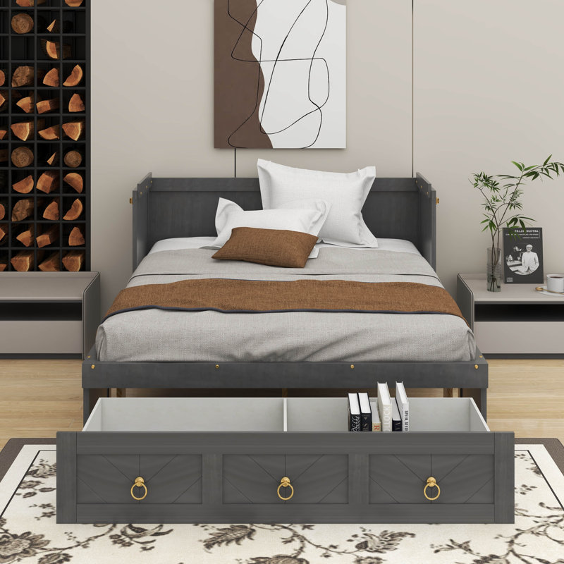 Lit escamotable avec port USB et tiroir, Lit double, Blanc