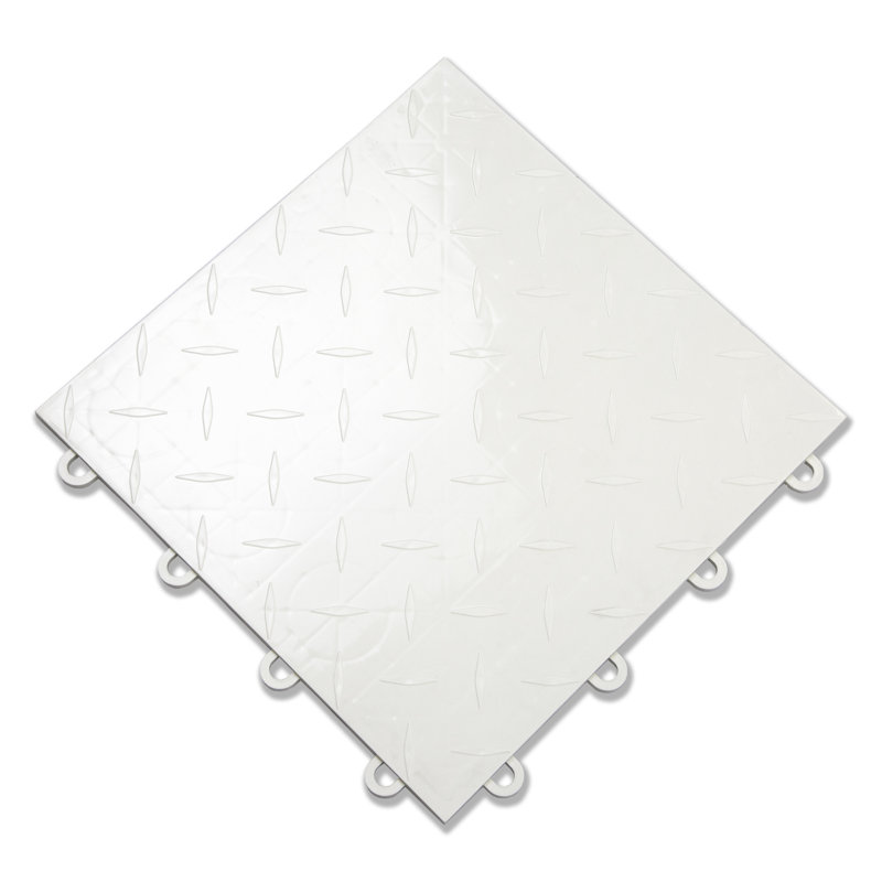 Carreau de plancher de garage 12 po x 12 po Diamond Nitro Mat Snap-Together, Blanc arctique