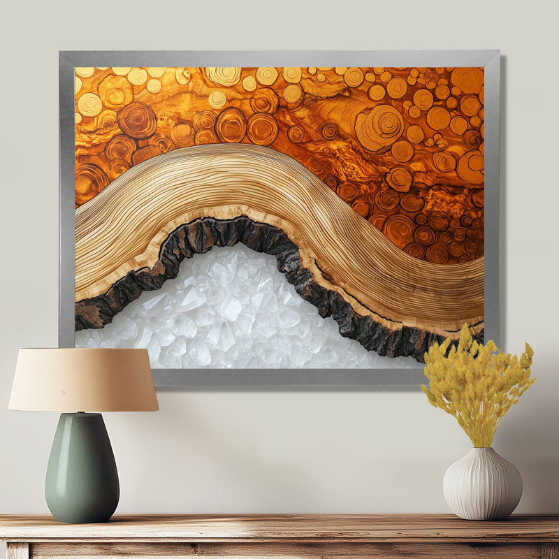 Or de la rivière North Amber I - forêt, art mural, H 34 po x l 44 po, Cadre simple, Argent argent