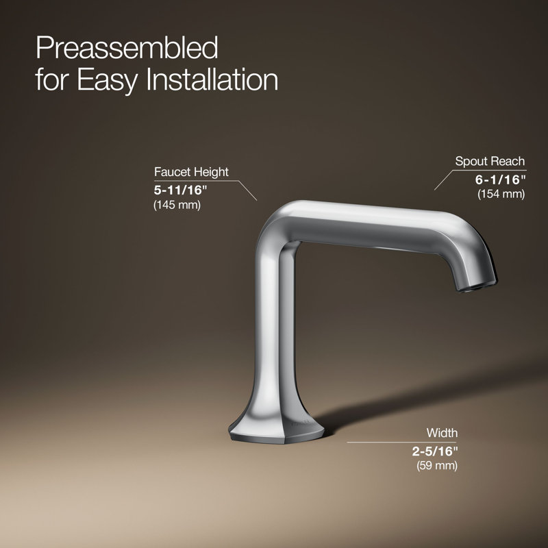 Occasion Sink with Straight Design Single Hole Bathroom Faucet with Drain Assembly, Polished Chrome
