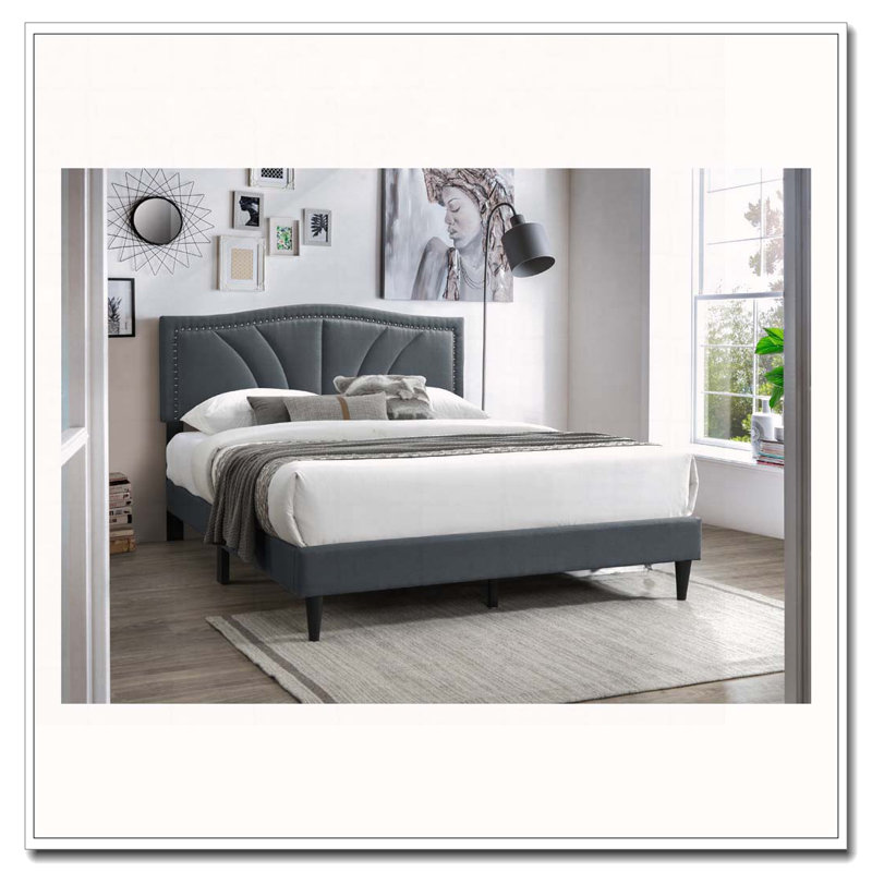 Burlap Fabric Headboard Bedframe