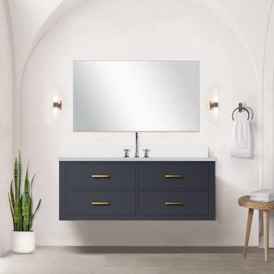 48 po X P 22 po D Meuble-lavabo simple avec comptoir en quartz
