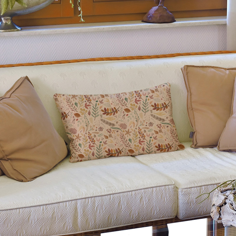 Coussin lombaire 14 po, Crème foncé / vert / brun