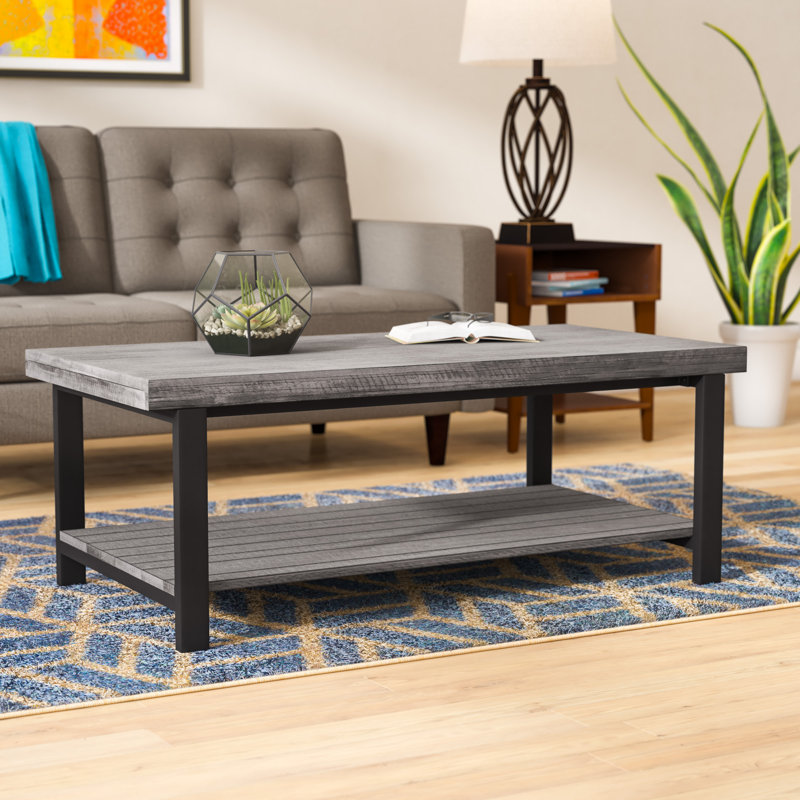 Hayles Solid Wood Top Coffee Table, Gray